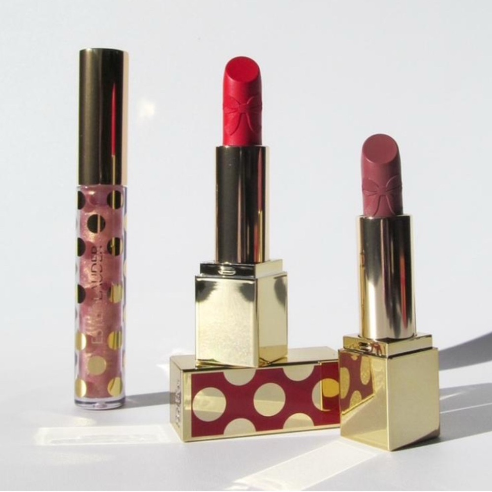 Estee Lauder Red and Pink Lipstick and‎ Gloss Set